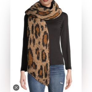 Time And Tru Womens Blanket Scarf Cheetah Leopard Print  21.5X 73.5 in